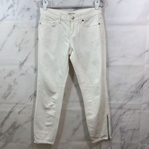 Madewell White Cropped Jeans Exposed Zipper